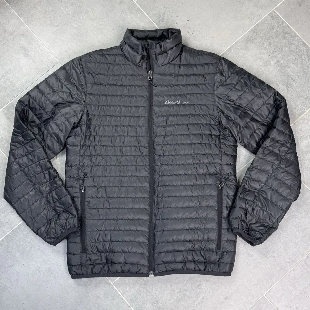 Eddie Bauer Down Puffer Jacket Men's Small Black EMJ0440S Packable